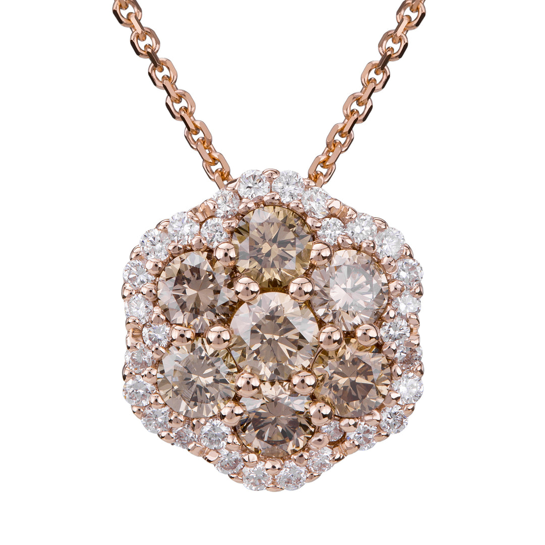 Golay flower necklace with brown diamonds and contour d. white PPV007DIBW-21056000025