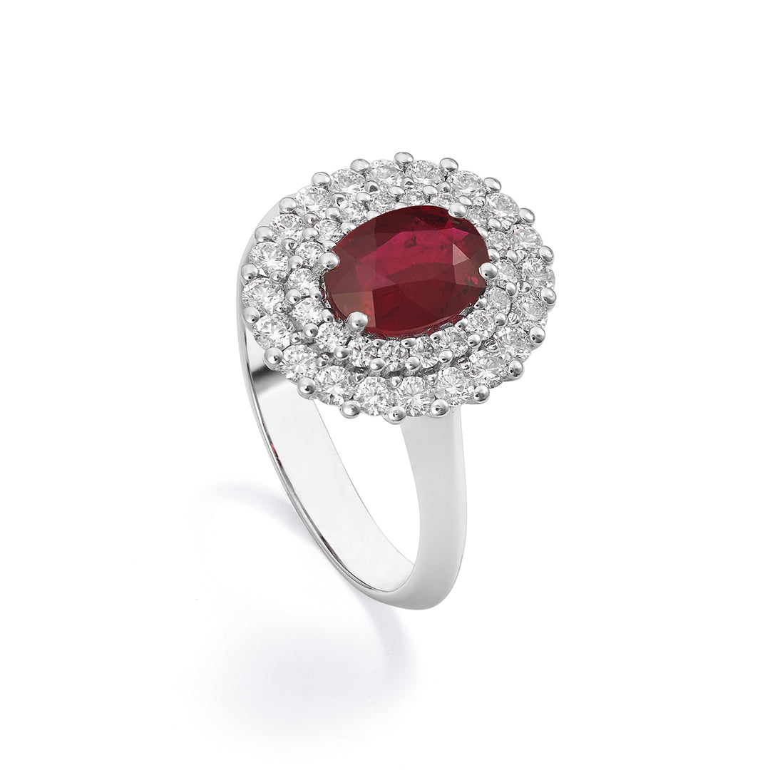 Bague Golay avec rubis ovale 5x4 et double contour ACLC128DIRU45-22143110179