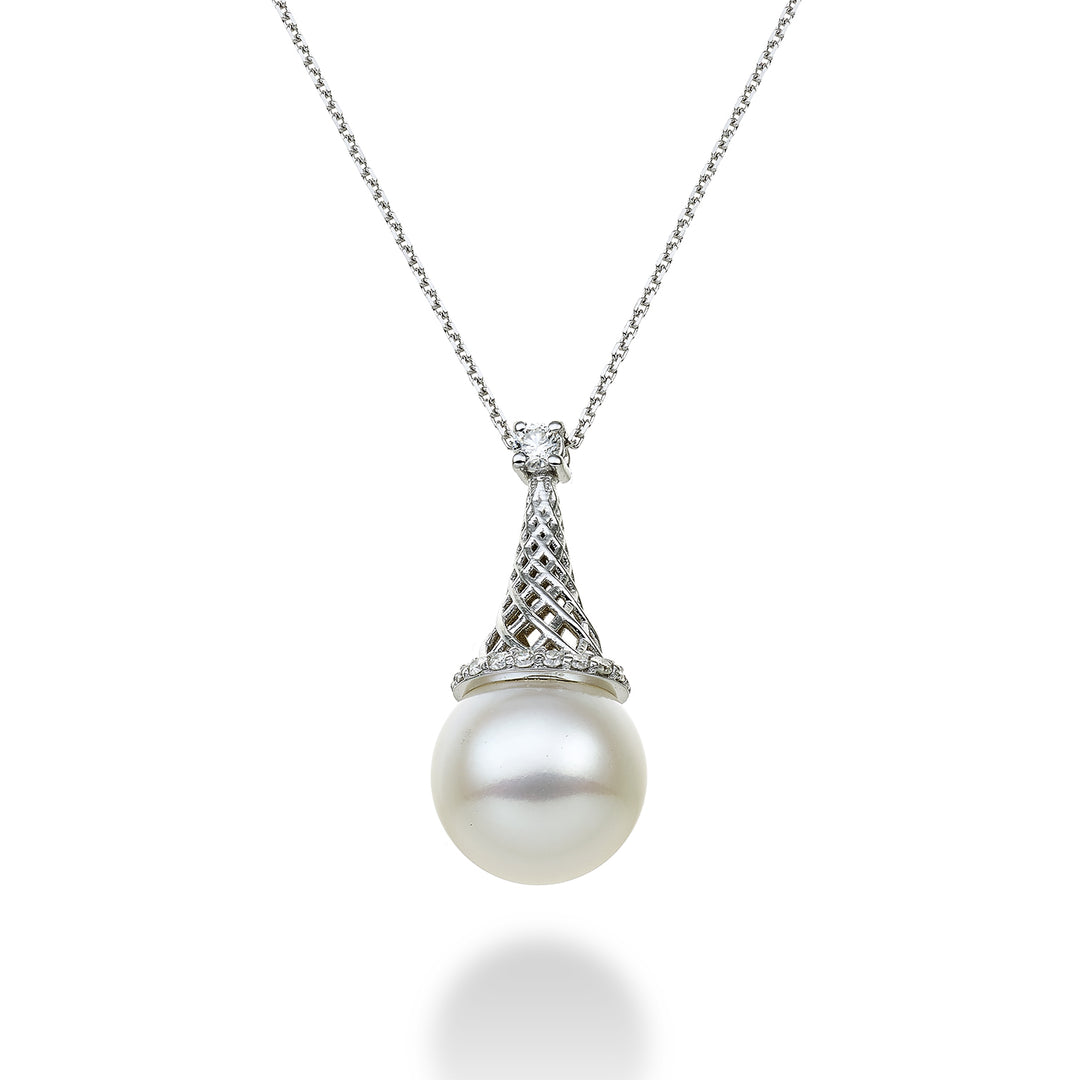 Golay cl 18k fishnet with diam and fw pearl 10-10.5 contour 0.20 ct PRPEC01DIFABI100