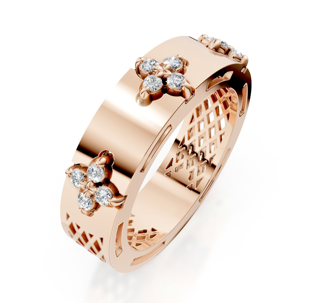 Golay halbrunder Bandring mit polierten rosa Diamanten AFFI04DISLR-25036110106