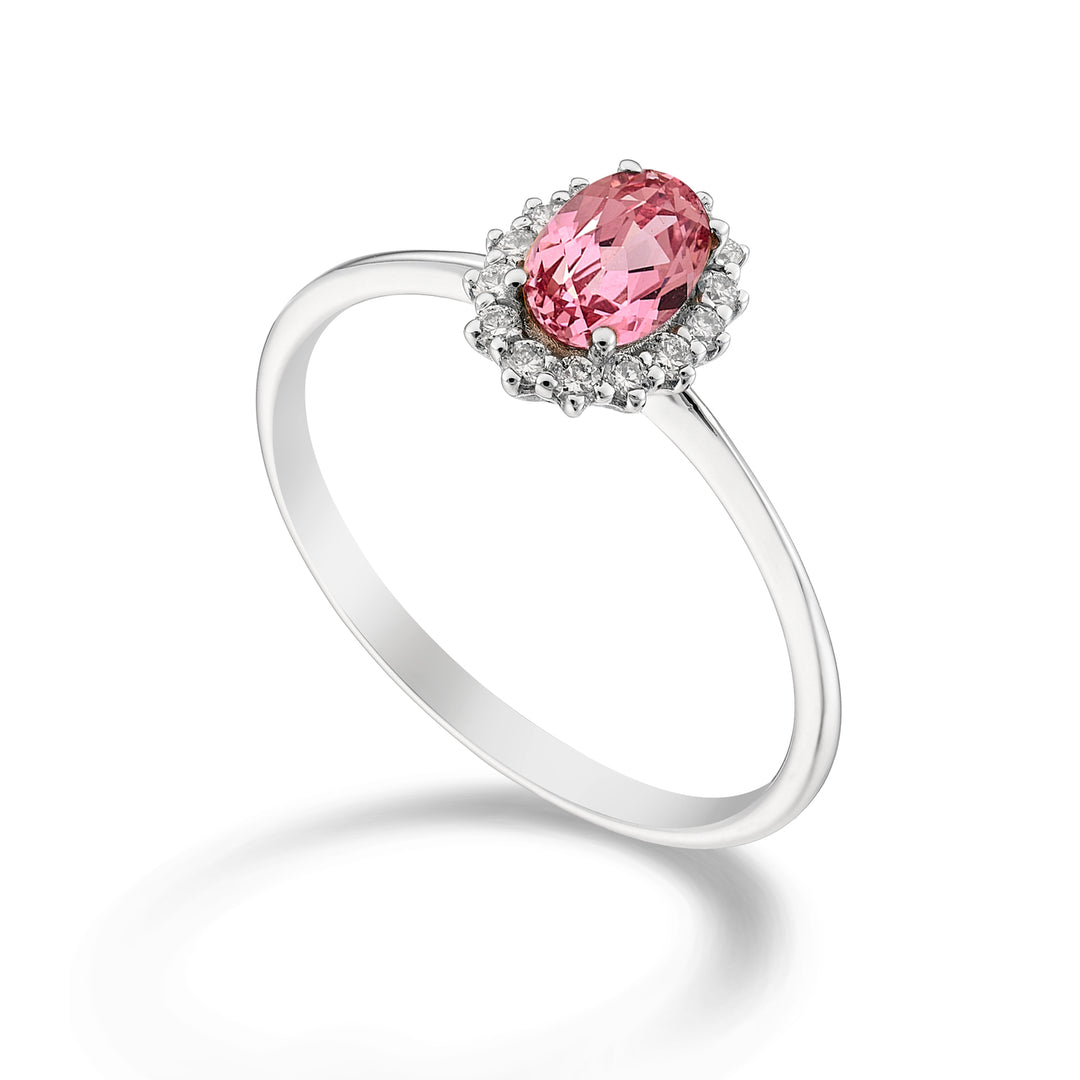 Nihama an 18k zaffiro rosa ovale 6x4 ct.0,60 diam. ct.0,13 NA5141O4ZFRP