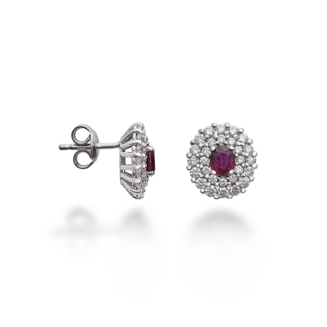 Golay oval ruby ​​earrings 6x4 double cont. diamonds OCL128DIRU64-22192110067