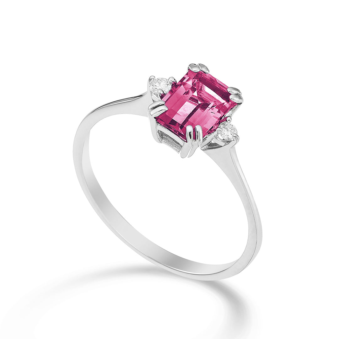 Mikiko an 18k topazio pink ottagonale 7x5 ct.1,10 diam. ct.0,05 MACL090DITPPK2O4