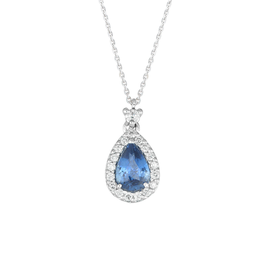 Golay necklace with 7x5 drop sapphire pendant and contour PCL032DIZB-22285110069