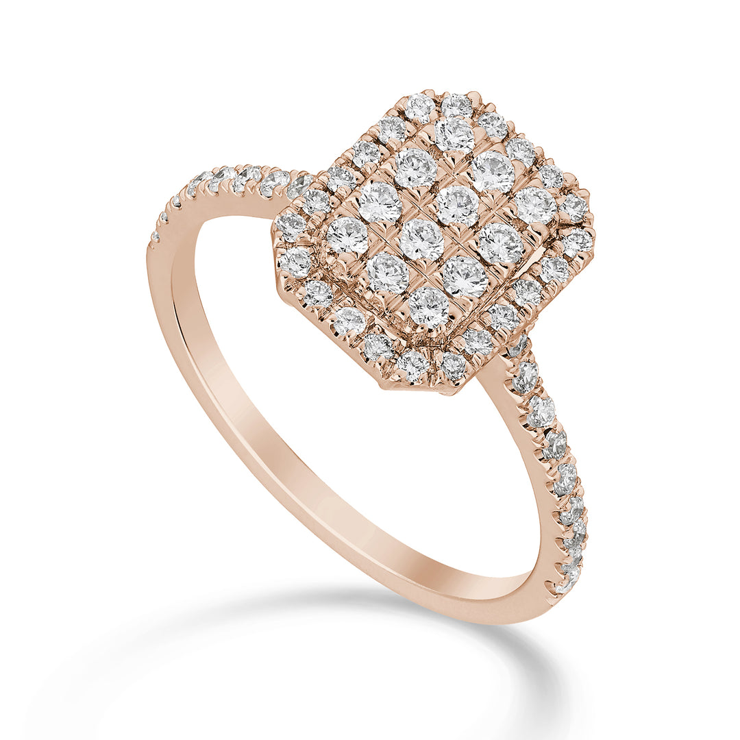 Bague multistone octogonale Golay et tige avec or rose AMPC001DIR-23088110027