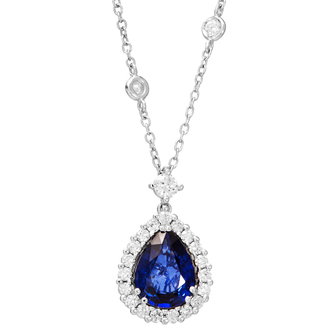 Golay necklace with 8x6 drop sapphire pendant and contour PCL027WDIZB-21120110039