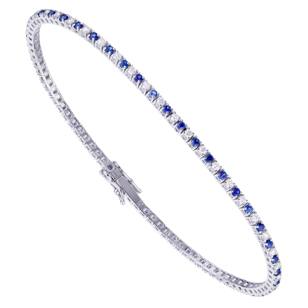 Gegossenes Tennisarmband der World Diamond Group. Drahtdurchmesser+Saphire ct.1,69 BTF001DIZB2-19323000135