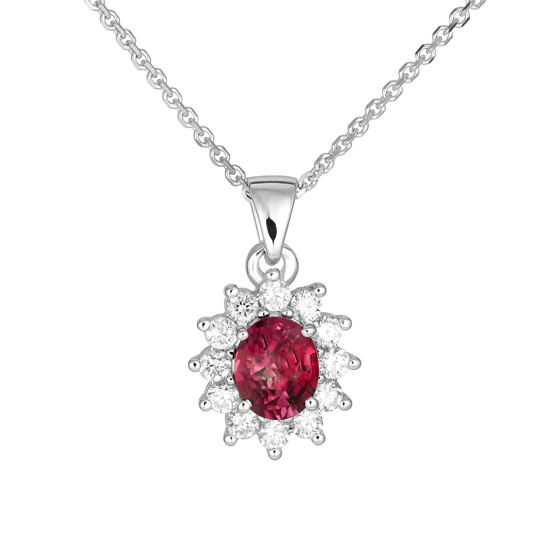 Collier Golay avec pendentif rubis ovale 5x4 et diamants PCL021WDIRU-22258110058