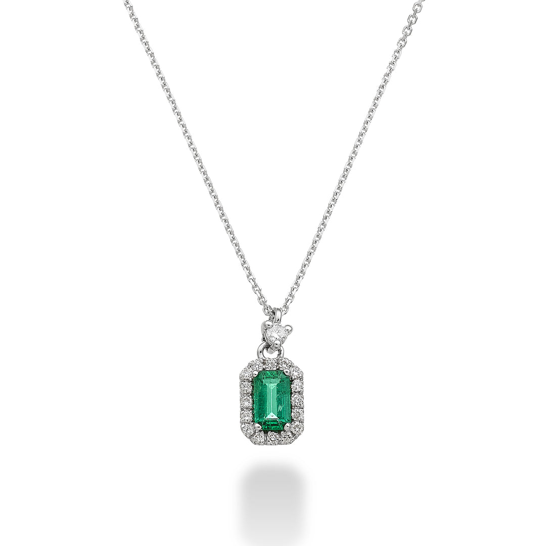 Golay octagonal emerald necklace 5x3 and diamonds PCL072DISM1-23193110150