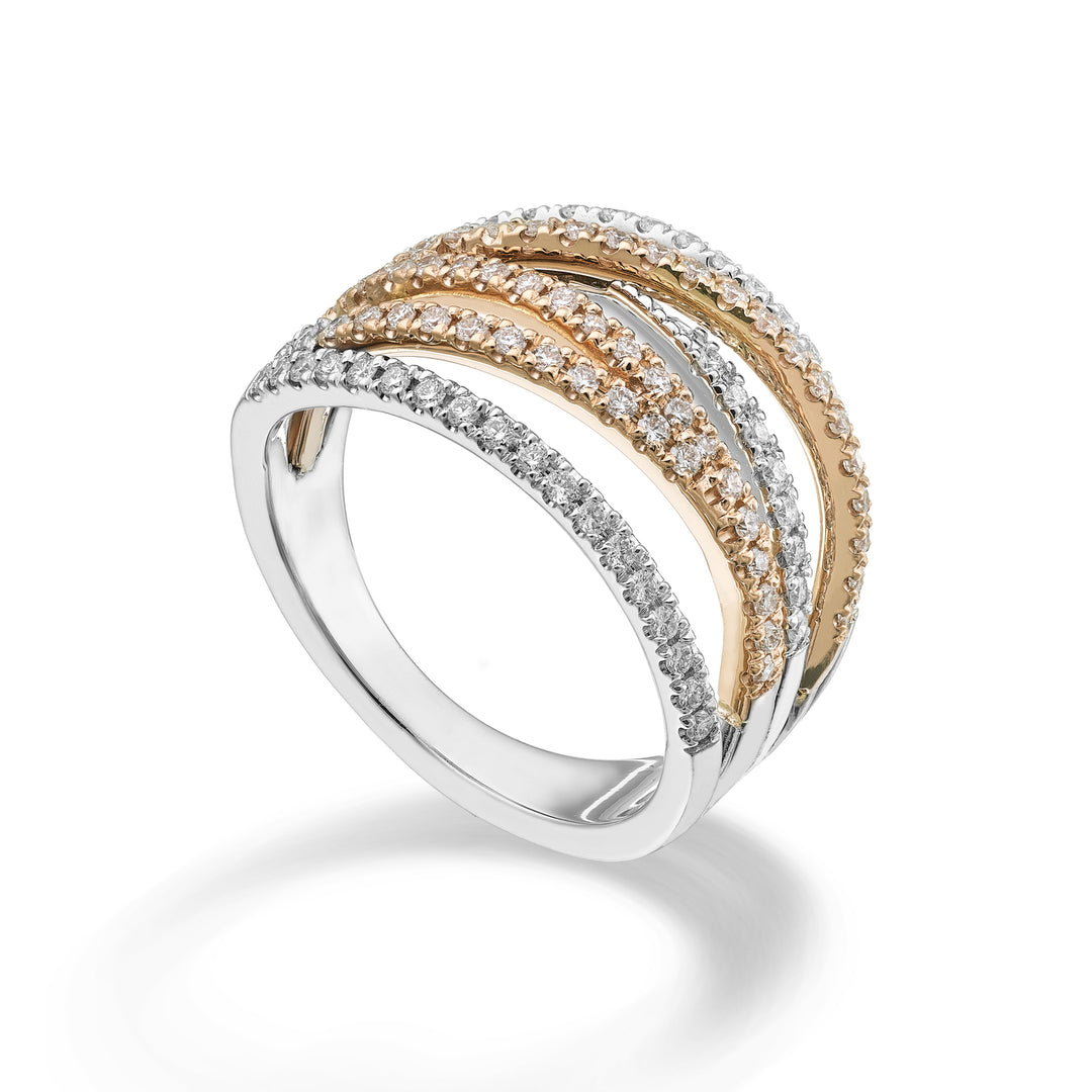 Golay diamond ring six rows set two-tone AMF7954DBR-25353110014