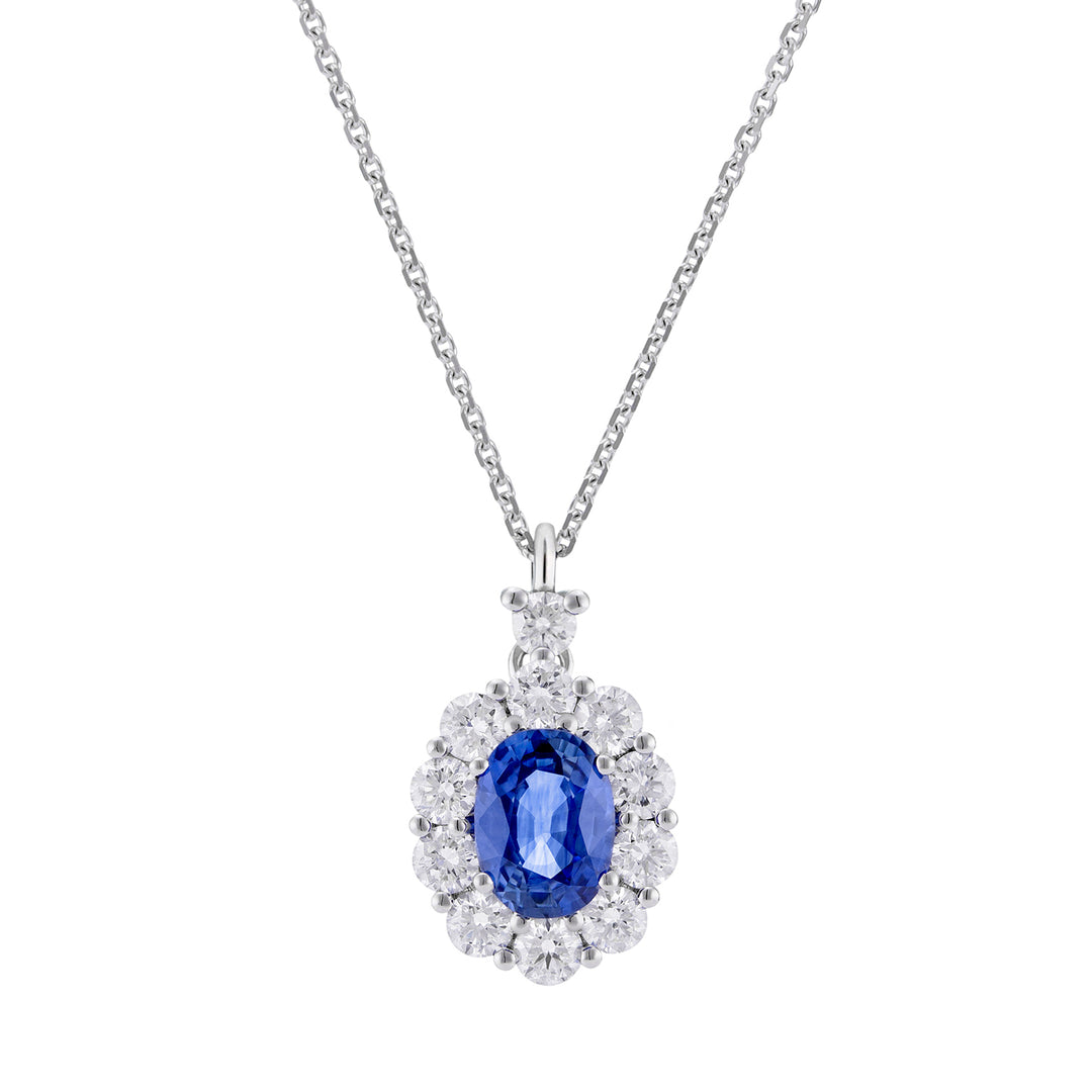 Collier Golay 6x5 contour saphir ovale et diamant PCL043DIZB1-26111110419