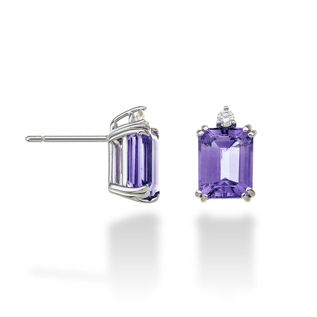 Mikiko ou améthyste octogonale 18 carats 7x9 ct.4,00 diam. ct.0,08 MOCL090DIAMET4O4
