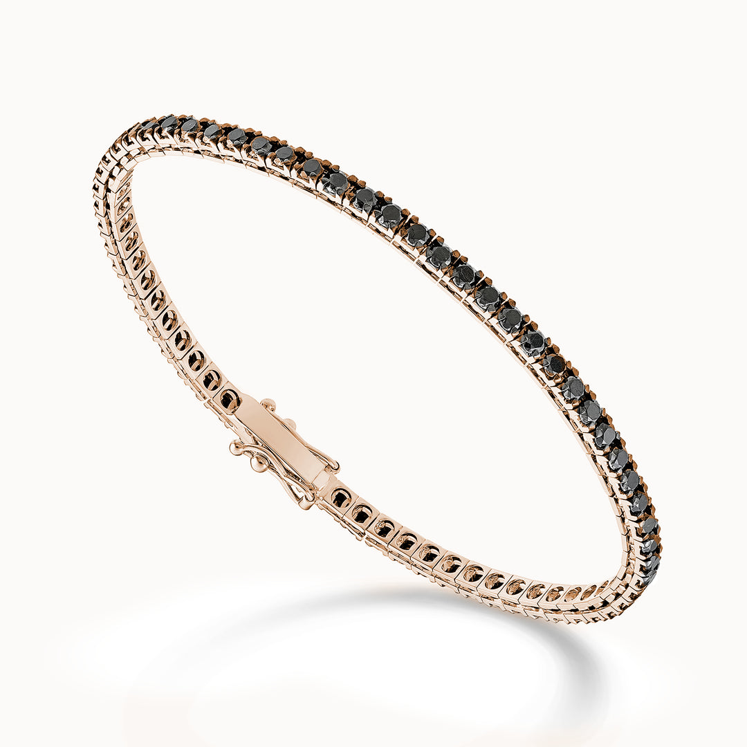 Mikiko br tennis 18k black spinel ct.2.05 cm.17.5 rose gold - 78 settings MBTQ220SBKO3