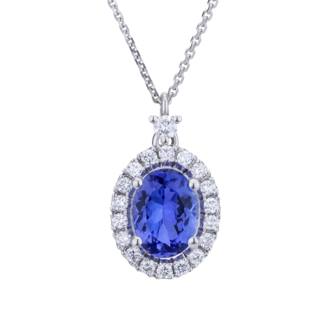 Golay oval tanzanite necklace 7x5 and diamond outline PCL070DITZ3-24030110141