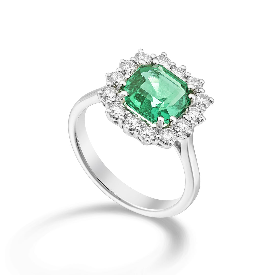 Bague Golay oct émeraude 8x8 avec contour 14 diamants ACLC771DSM88-25323110235