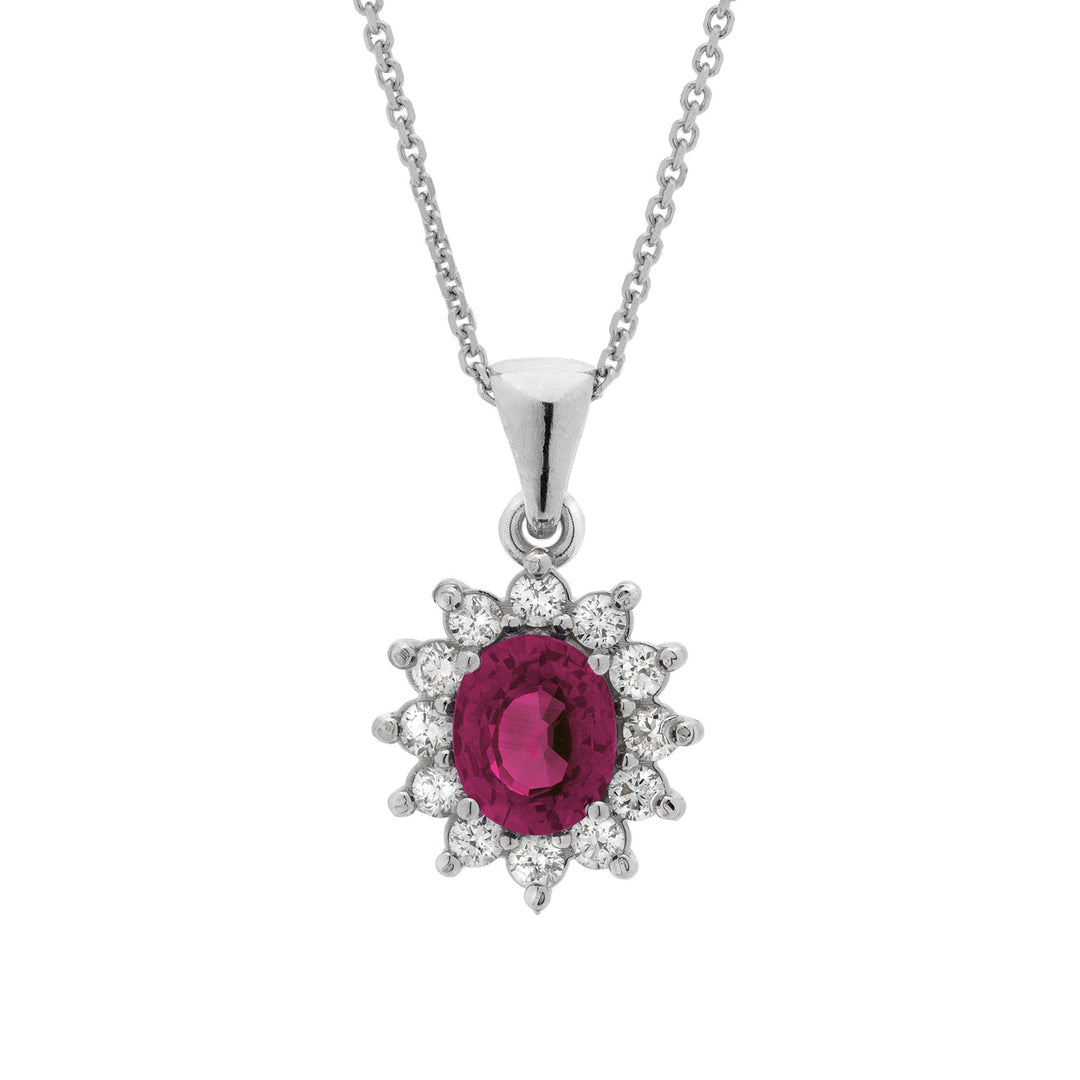 Golay necklace with 6x5 oval ruby pendant and diamonds PCL019WDIRU-24156110018