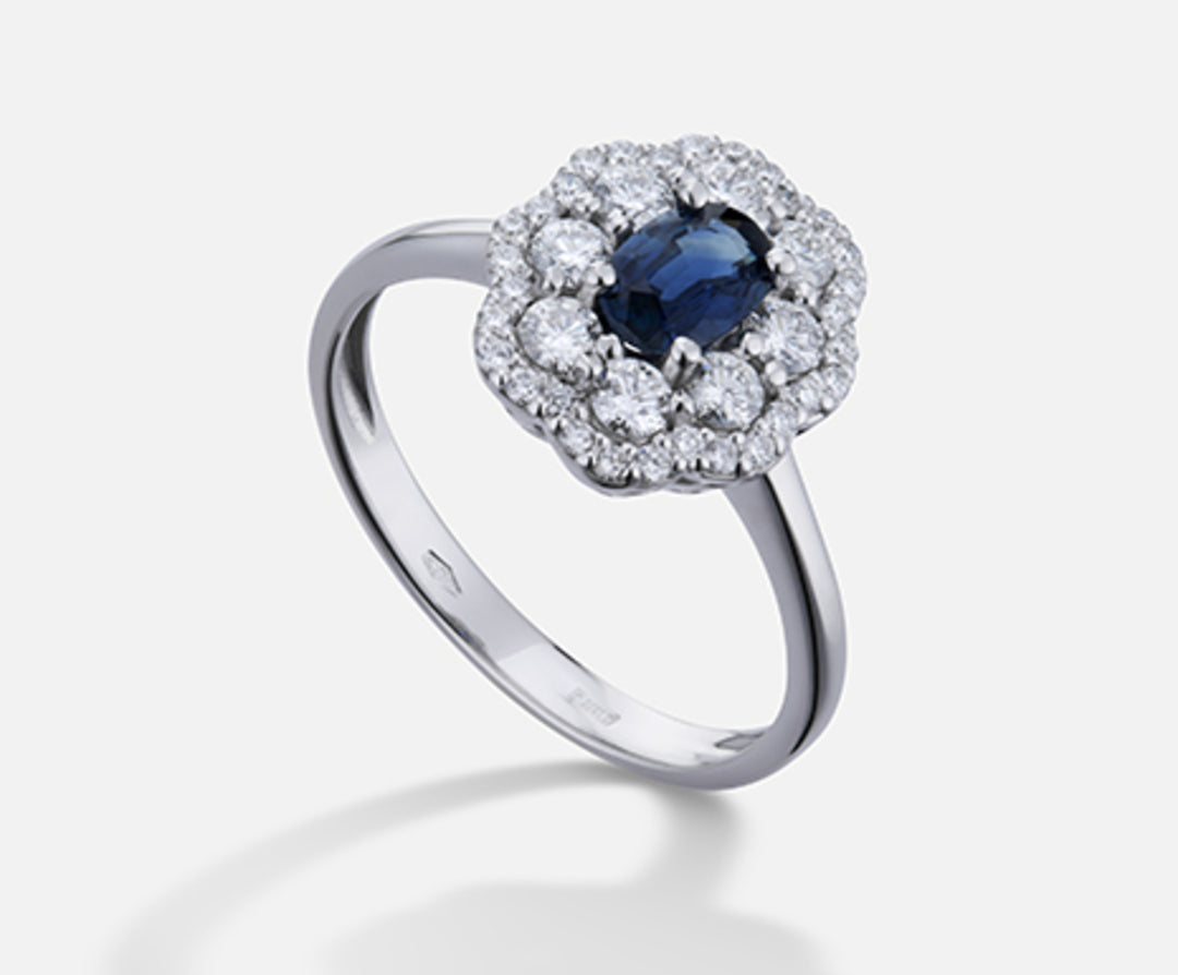 Nihama an 18k zaffiro n. ovale 6x4 ct.0,57 dia ct.0,63 NA5114O4ZFN057