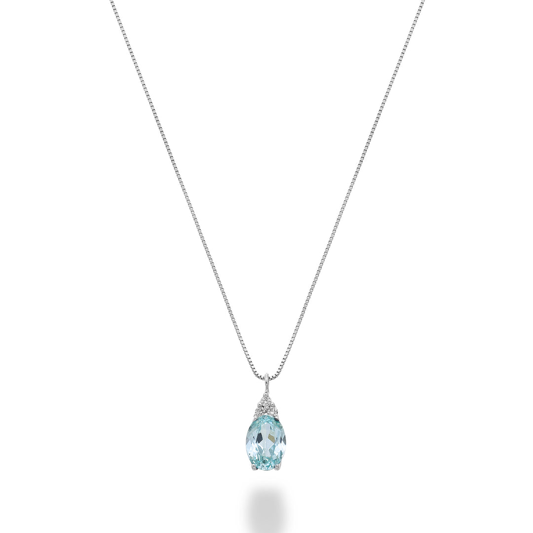 Tourmaline paraiba ovale Mikiko cl 18 carats 6x4 avec trois diamants MD5188O4PAR