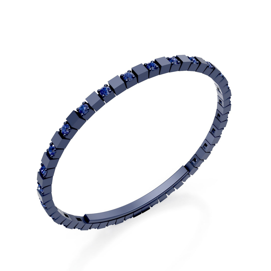 X-Diamond blue titanium tennis bracelet with sapphires, alternating with butterfly clasp, 18cm, second size LXDBRT012ALZABL-180