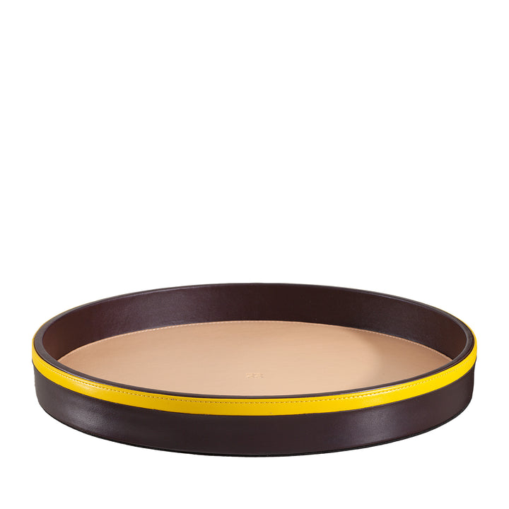 DUDU 32cm Round Leather Serving Tray Multicolor Home Office Storage Refined Design