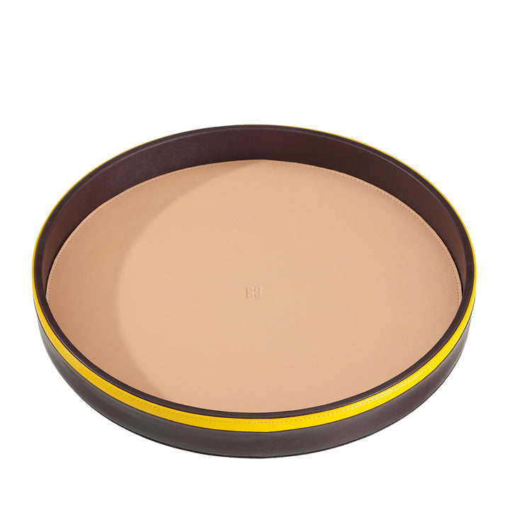 DUDU 32cm Round Leather Serving Tray Multicolor Home Office Storage Refined Design