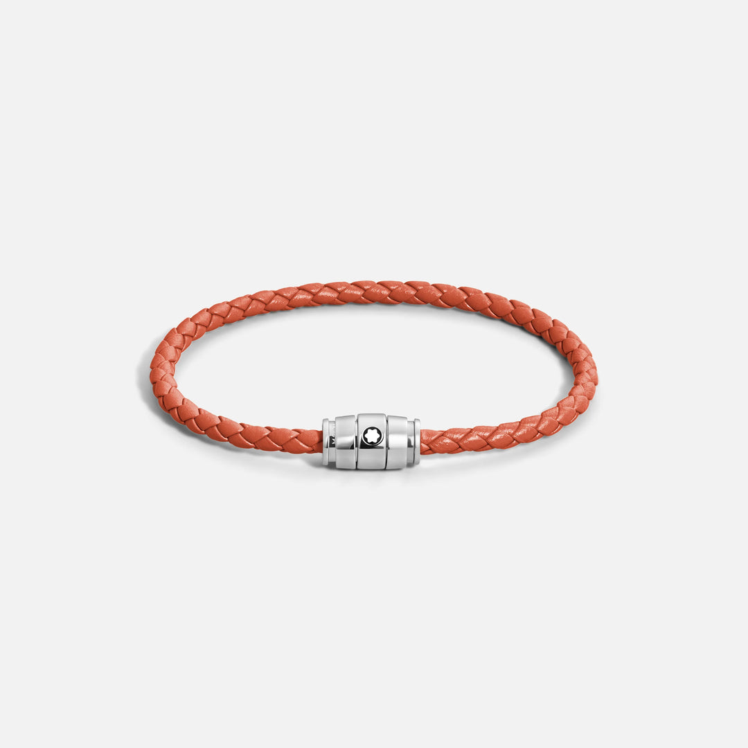 Montblanc 3-ring steel and Meisterstück Cayenne leather bracelet size S 13429160