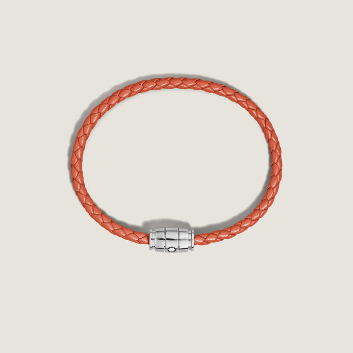 Montblanc 3-ring steel and Meisterstück Cayenne leather bracelet size S 13429160
