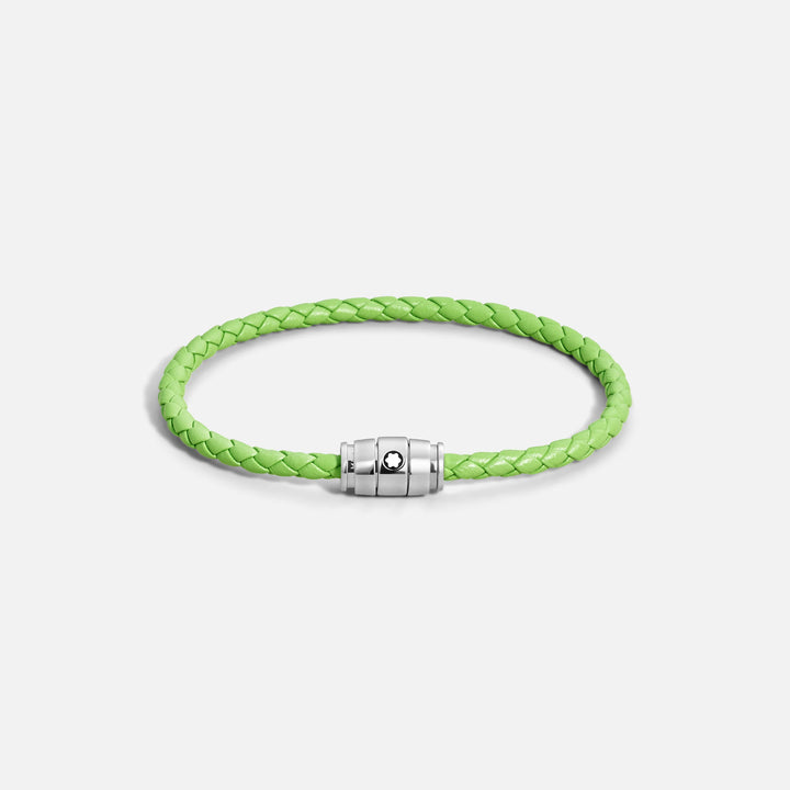 Montblanc 3-ring steel and Meisterstück Lime leather bracelet size S 13429260