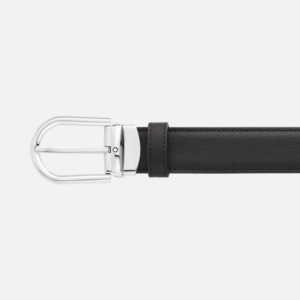 Montblanc cintura 30mm fibbia Cintura con fibbia ad ardiglione a ferro di cavallo finitura palladio lucido reversibile 128756