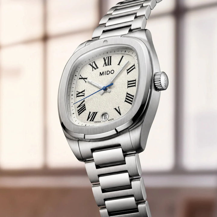 Mido-Uhr Multifort TV 28 mm Elfenbein Quarzstahl M049.110.11.263.00