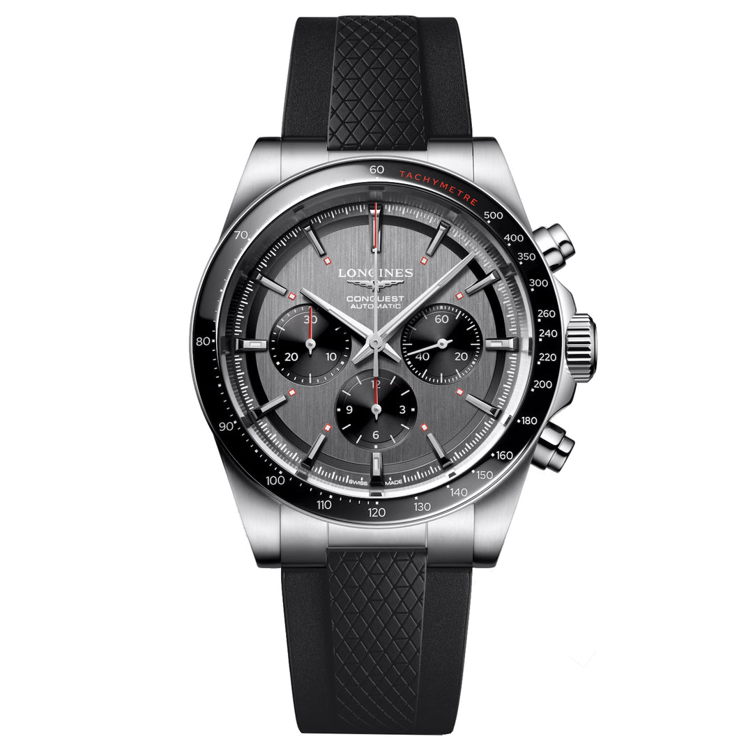 Longines orologio Conquest Chrono Ski Edition 42mm grigio automatico acciaio L3.836.4.52.9