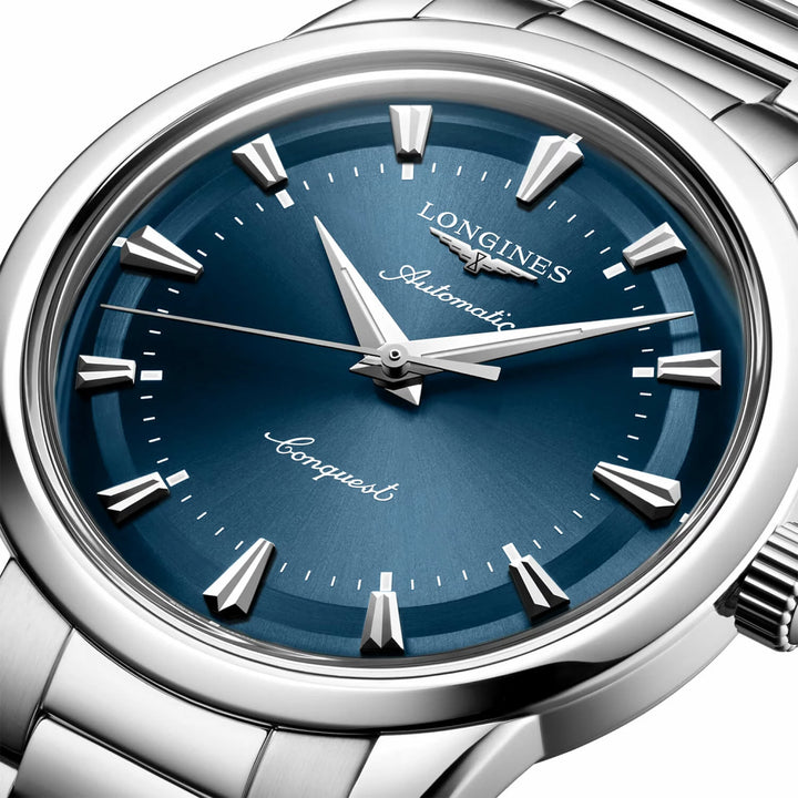 Montre Longines Conquest Heritage 38 mm en acier automatique bleu L1.649.4.92.6