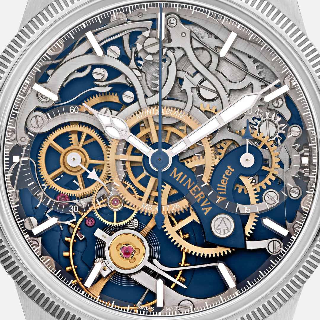 Montre Montblanc 1858 The Unveiled Minerva Chronograph Limited Edition - 100 pièces 43 mm manuel squelettique en acier 133296