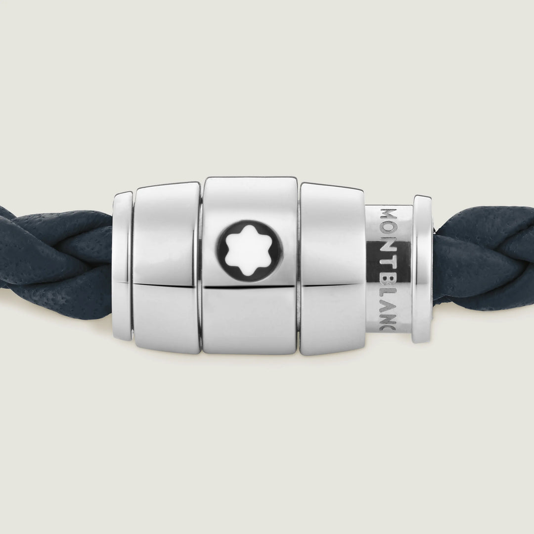 Montblanc 3-Ring-Stahlarmband und Meisterstück-Leder Air Force Blue Größe L 13601468