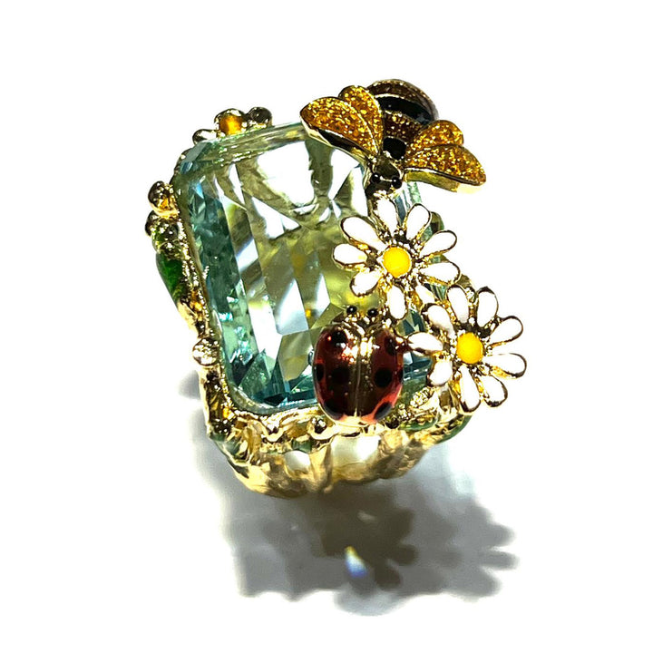 Federica Rossi bague Ape Margherite cristal bronze finition PVD or 18 carats FR.AN.24