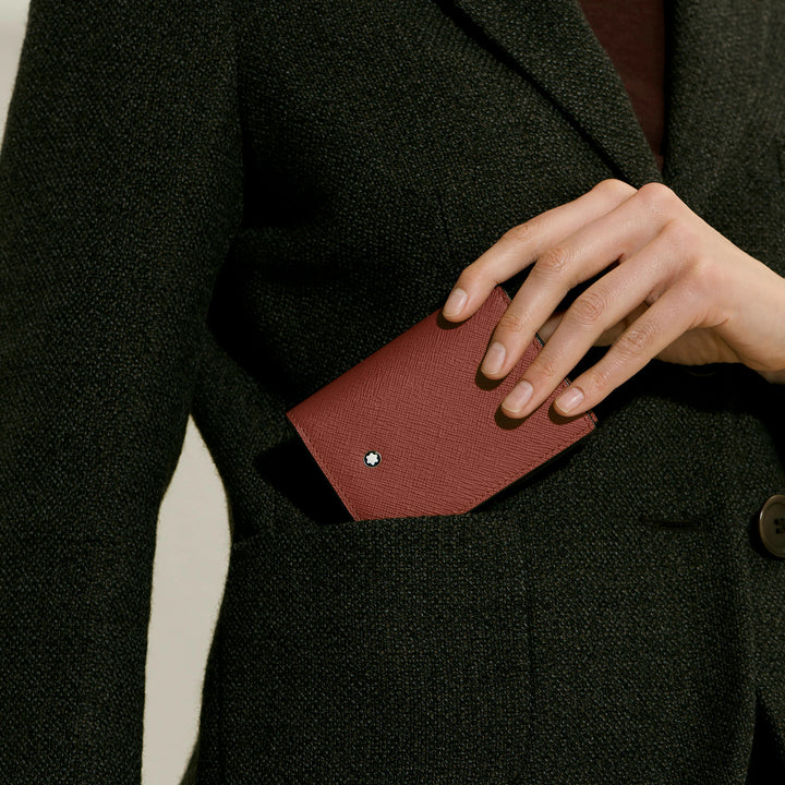 Porte-cartes Montblanc 4 poches Sartorial cuir chêne rouge 223045