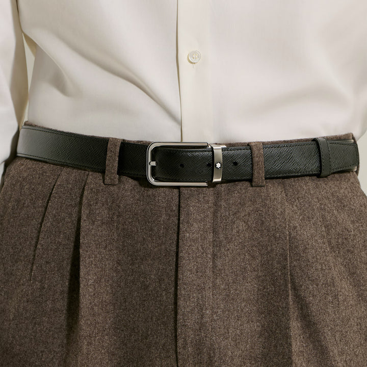 Montblanc Wendegürtel, 30 mm, Schwarz/Ebenholz, rechteckige Schnalle aus Sartorial-Leder 223413