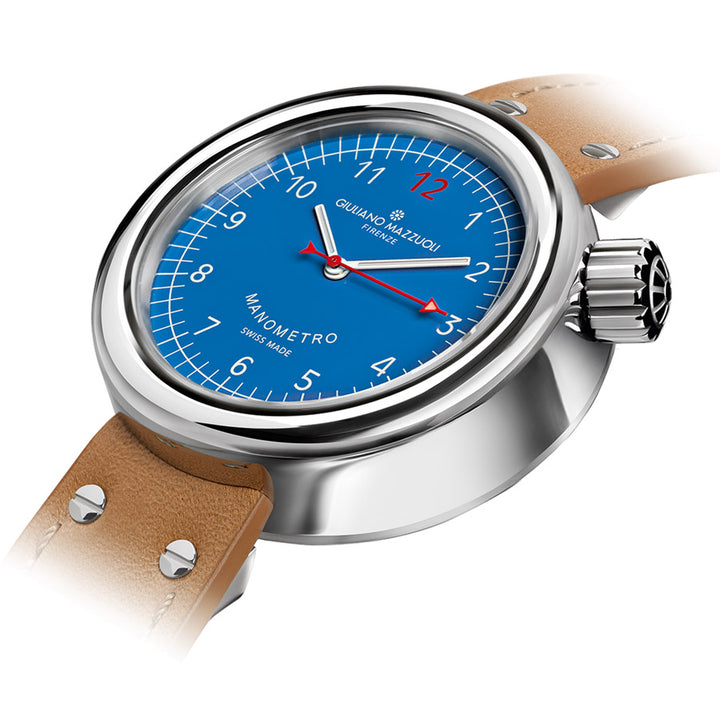 Giuliano Mazzuoli watch Manometer 45mm blue automatic steel MRP03N