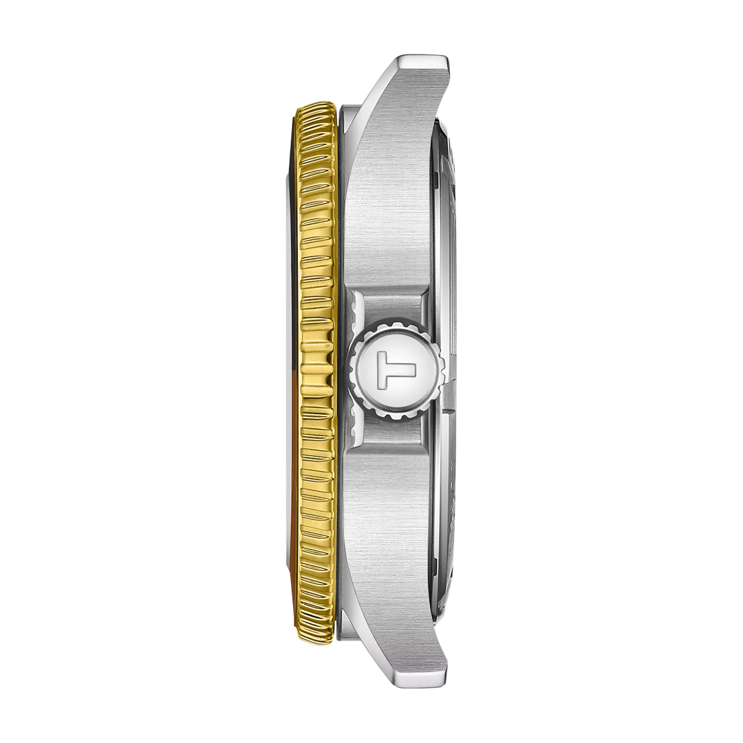 Tissot Seastar 1000 GMT Uhr 40 mm schwarzer Quarz -Stahl -Finish PVD Gold Gold T120.852.22.051.00