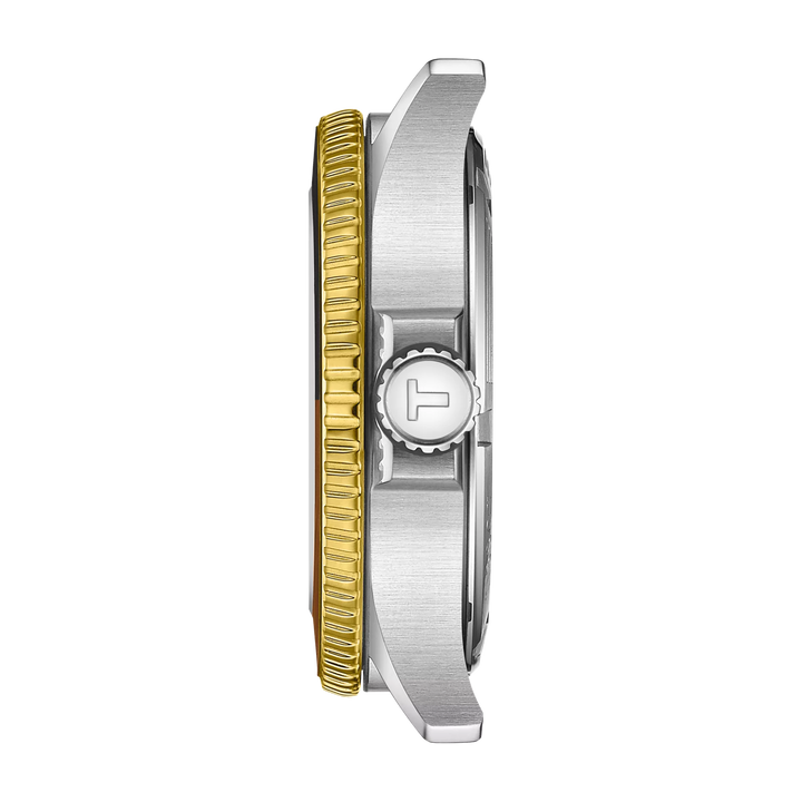 Tissot Seastar 1000 GMT Uhr 40 mm schwarzer Quarz -Stahl -Finish PVD Gold Gold T120.852.22.051.00