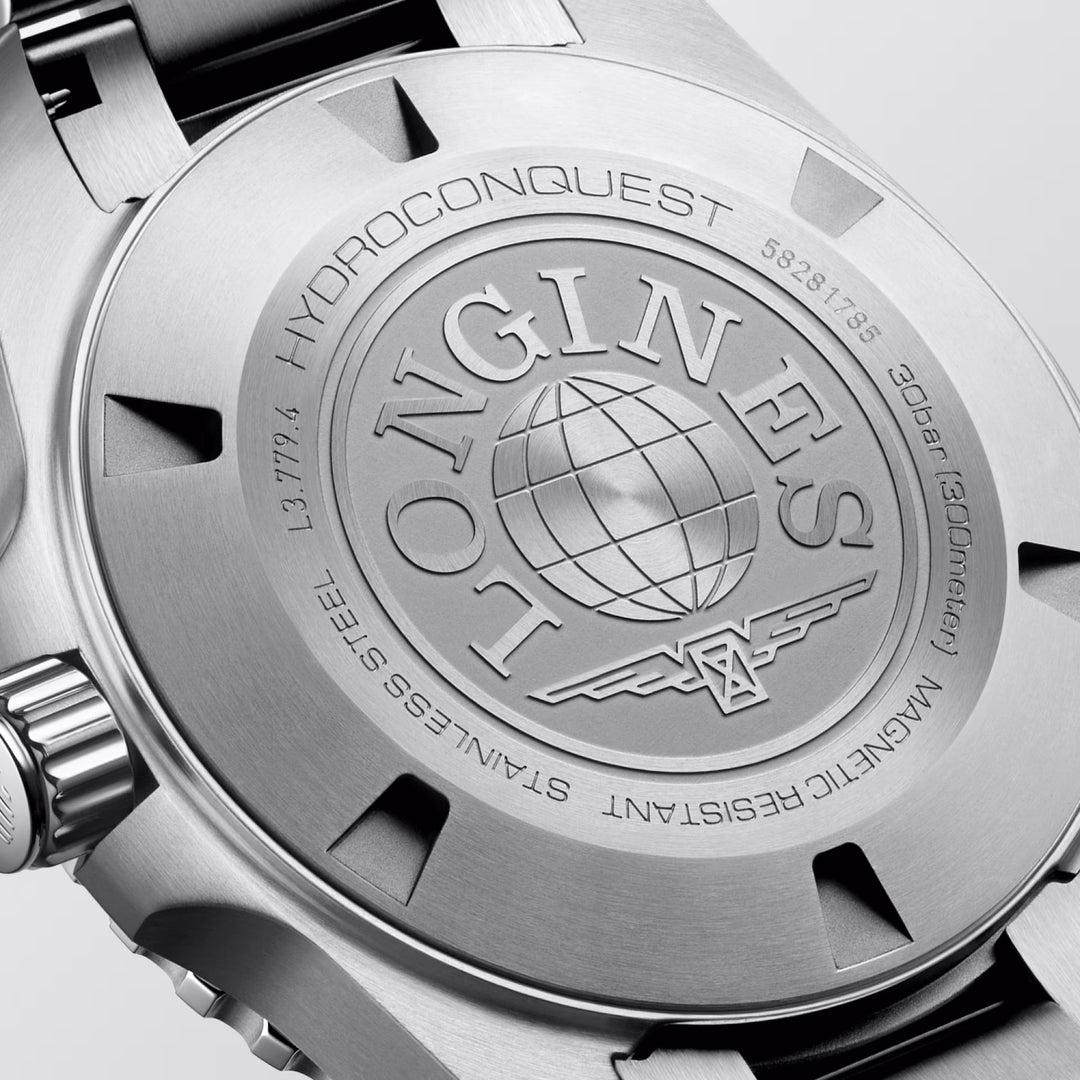 Montre Longines Hydroconquest 39 mm en acier automatique noir L3.779.4.56.6
