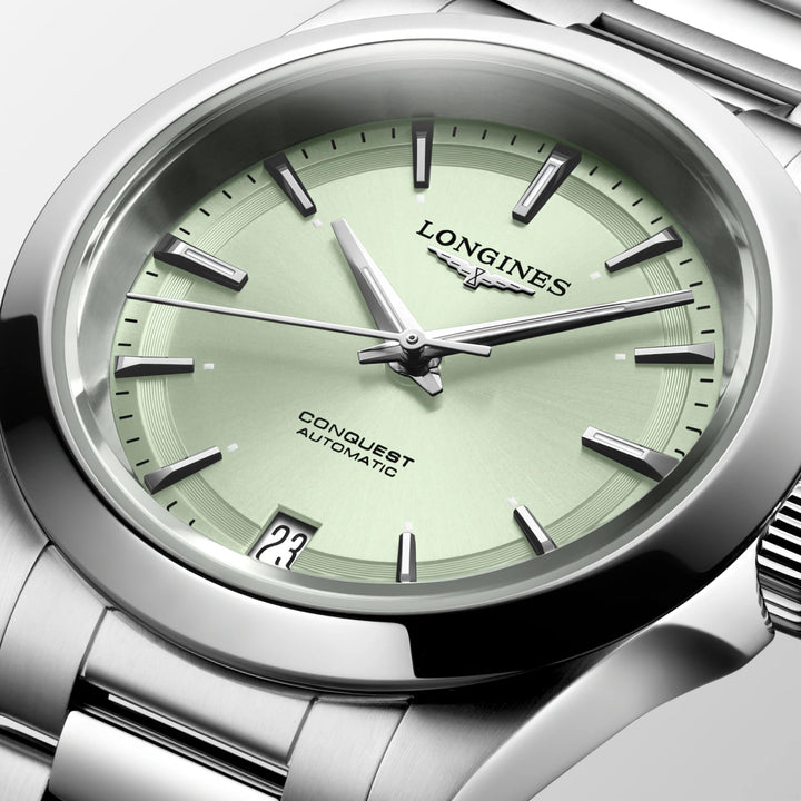 Longines Conquest 34 mm grüne automatische Stahluhr L3.430.4.02.6