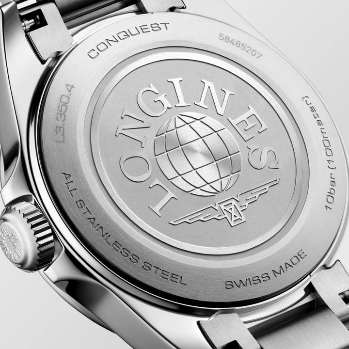 Longines Conquest Uhr 30 mm Perlmutt Diamanten Quarzstahl L3.350.4.87.6