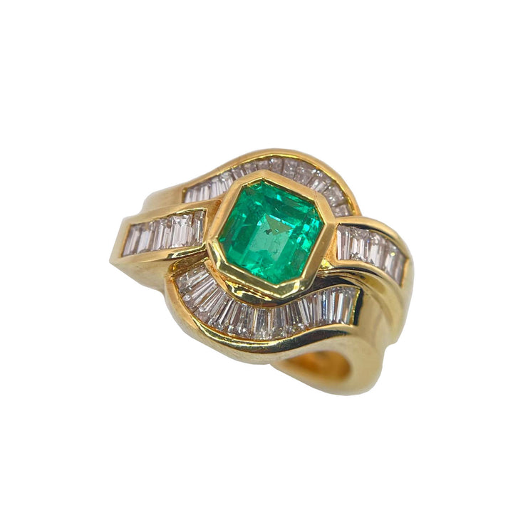 Capodaglia Goldring 18kt Emerald Diamanten 0074AG