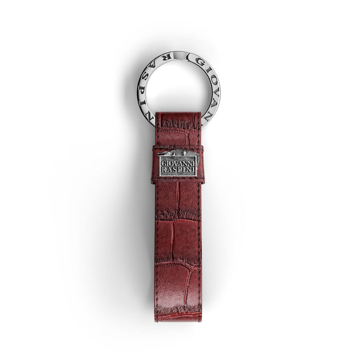 Giovanni Raspini burgundy croco leather key ring 925 silver