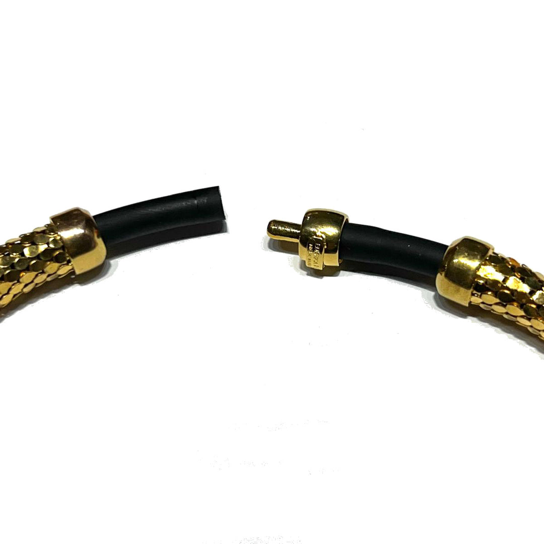 Federica Rossi collana girocollo maglia di squame e caucciù bronzo finitura PVD oro 18kt FR.CO.32