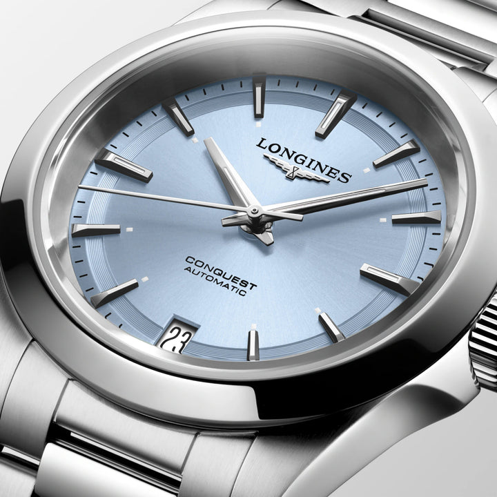 Longines Conquest watch 34mm blue automatic steel L3.430.4.92.6