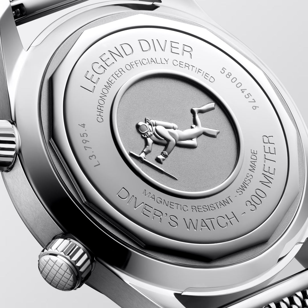 Longines-Uhr Legend Diver 59 42 mm schwarzer Automatikstahl L3.795.4.59.9