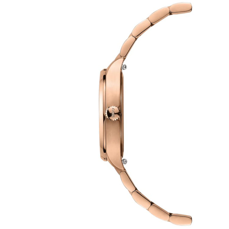 Mido-Uhr Multifort TV 28 mm Elfenbein Quarzstahl PVD Roségold M049.110.33.263.00