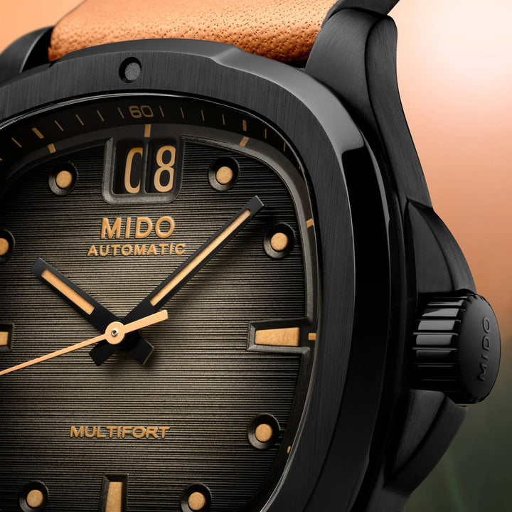 Mido orologio Multifort TV Big Date 40mm grigio automatico acciaio finitura PVD nero M049.526.36.081.00